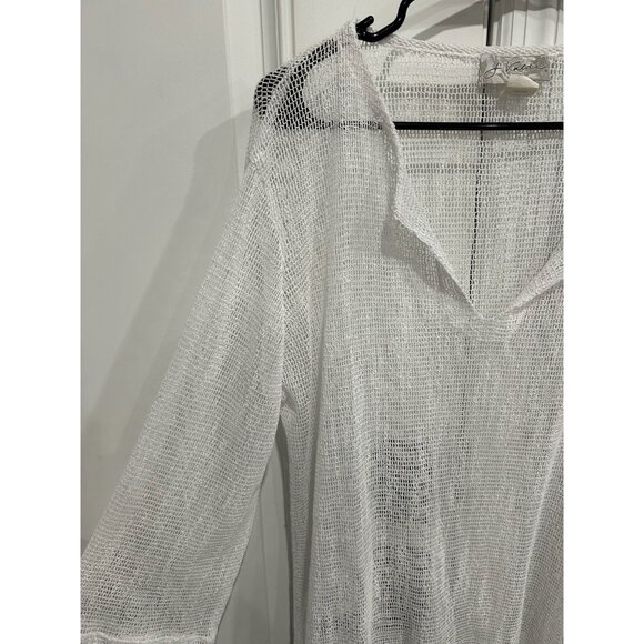 J. Valdi Womens Sheer White Pullover Swim Cover-Up Top Size Medium - Picture 4 of 8